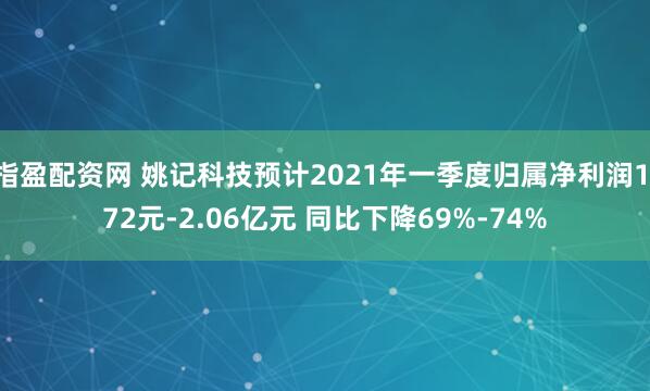 指盈配资网 姚记科技预计2021年一季度归属净利润1.72元-2.06亿元 同比下降69%-74%